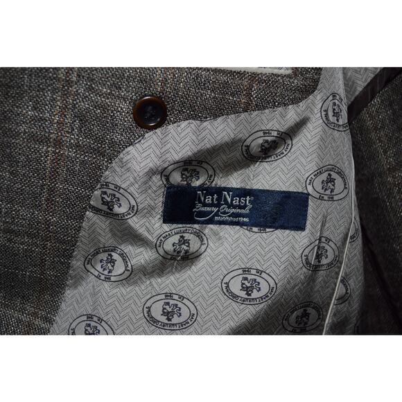 Nat Nast Luxury Originals XL Wool Bamboo Silk Blend Sport Coat Blazer Gray Plaid - Picture 3 of 4